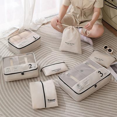 7-teiliges Gepäck-Aufbewahrungstasche, platzsparendes Reisetaschen-Organizer-Set, Koffer-Packtasche für Reisen im Freien