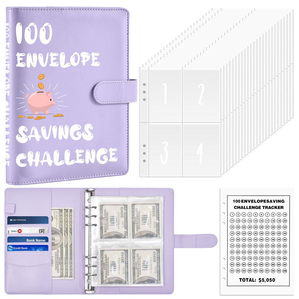 A5 Budget Binder 100 Envelope Savings Challenge Binder Sets Students Notebooks Suppliers Journal Books