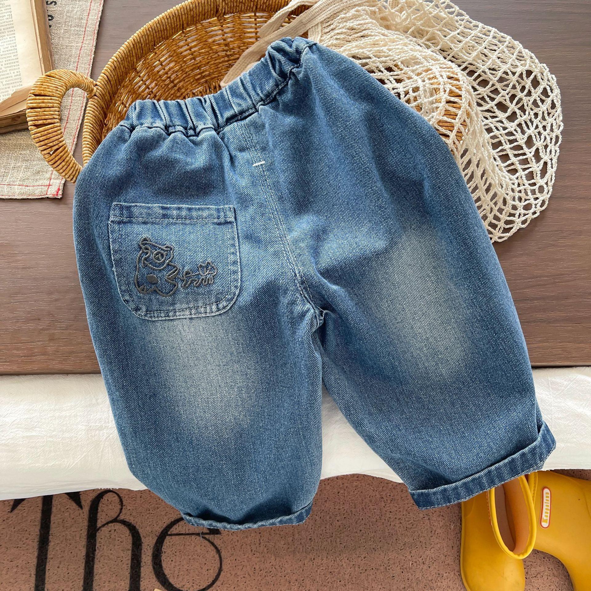 Boys Loose Fit Jeans Spring Autumn Casual Long Pants For Toddler Baby Fashionable Denim Trousers 80