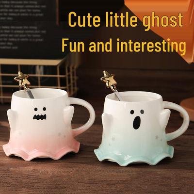 Magický keramický hrnek na kávu Magic Phantom Ghost - Neobvyklé halloweenské duo hrnků s duchem