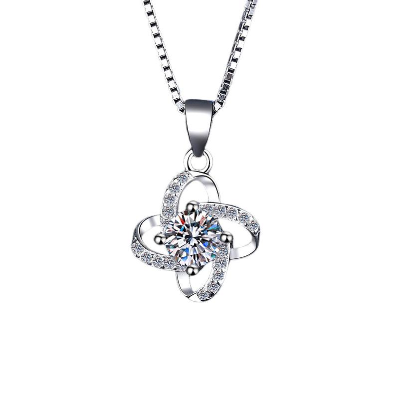 S925 Sterling Silver Necklace Women's Fashion Temperament Versatile Clover Windmill Pendant Premium Clavicle Chain 2026