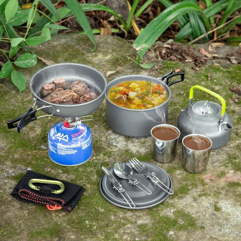 Outdoor Camping Teekanne Geeignet Kochgeschirr Topfsets Tragbar Picknick Kochset
