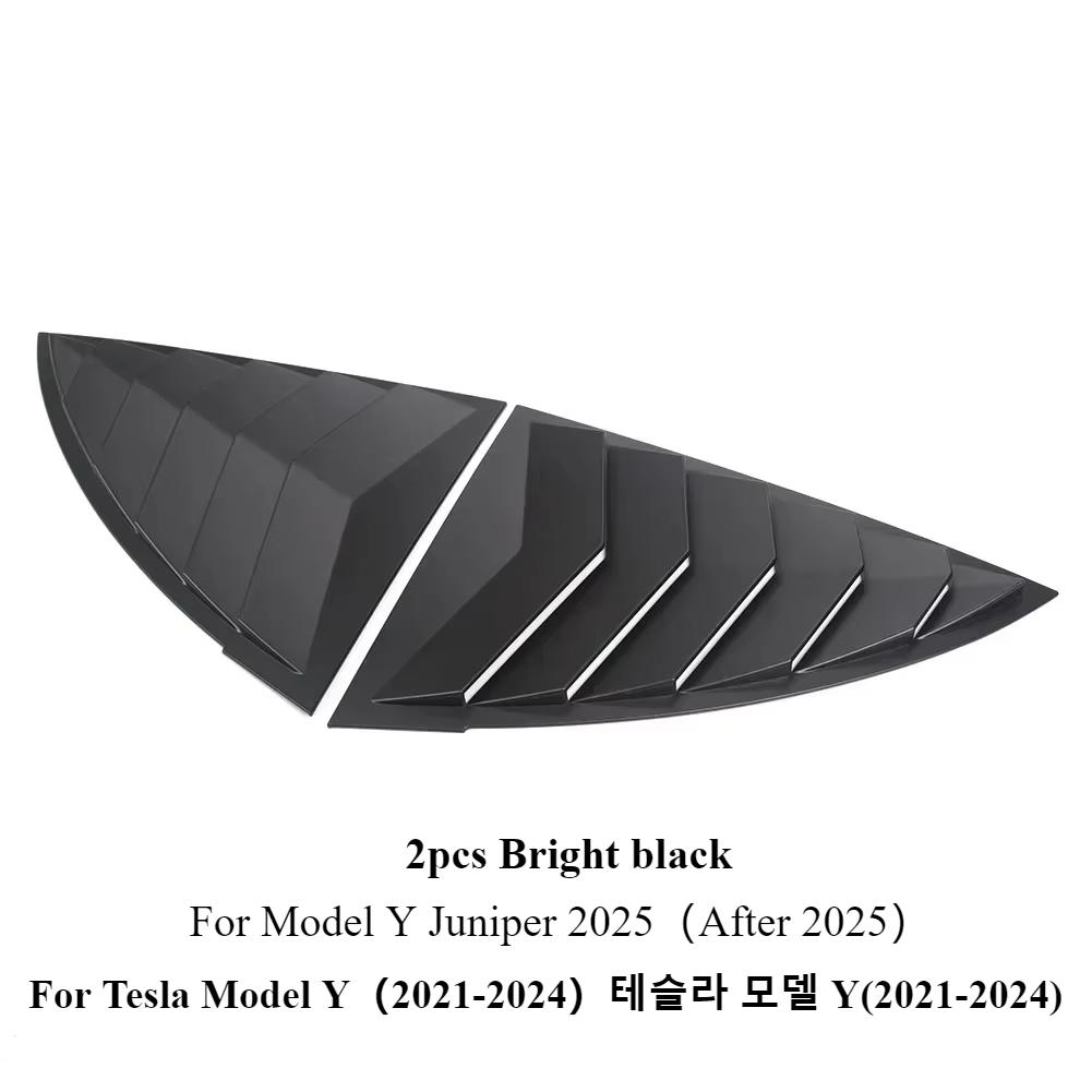 2PCS Car Rear Triangle Window Shutters Triangle Sunshade Modified for Tesla Model Y Louver Side Vent Trim Modified Accessories