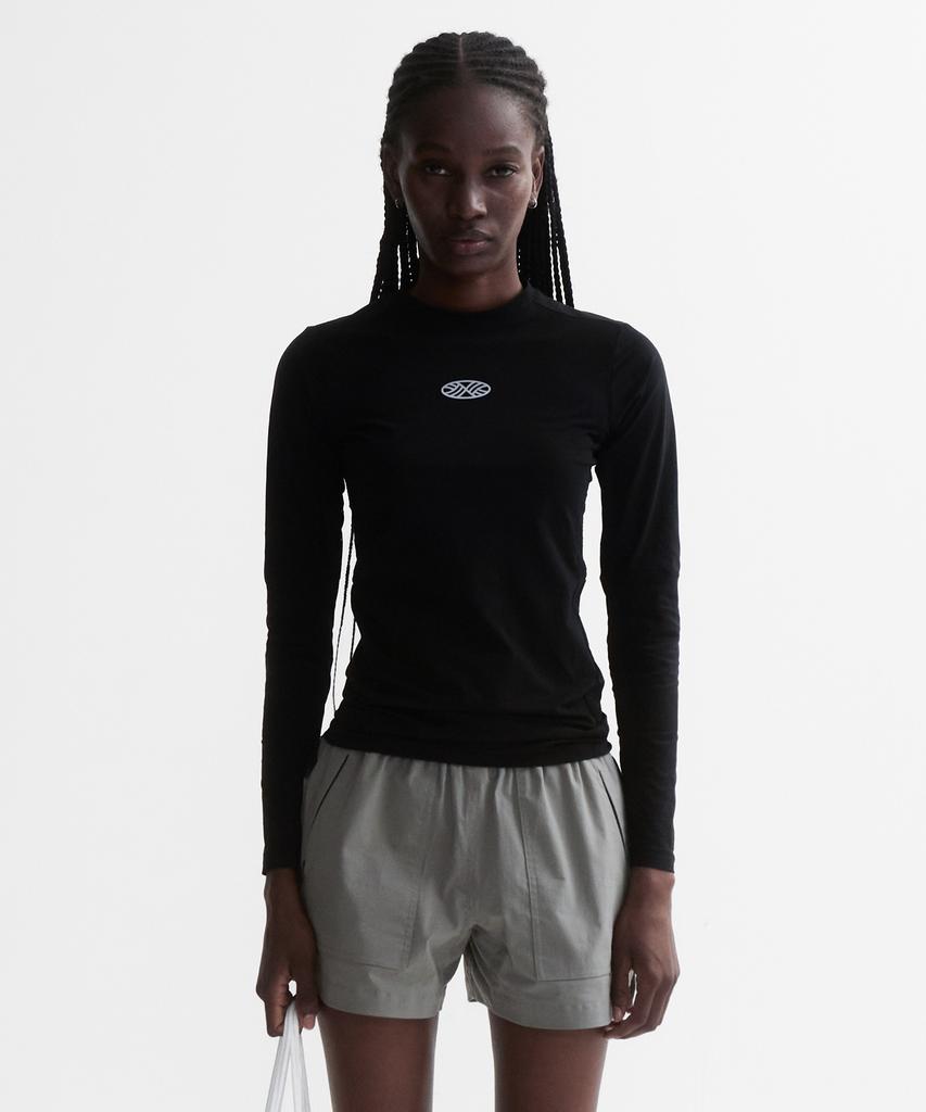 Minasu Venode Small Track Logo Active Long Tshirts_Black (Tight Fit)