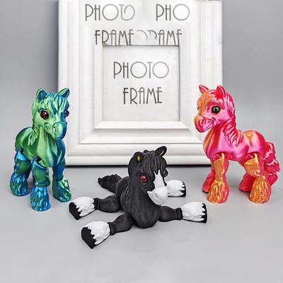 3DPrinting Rainbow HorseToyMovable Tail FlexibleJointCute Animal Figurine Desk Decoration Ideal Kids Birthday Gift for Children