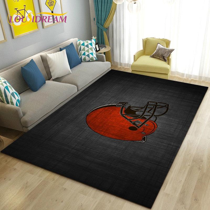 Amerikanisches Footballfeld Rugby Bereichsteppich Groß, Teppich für Wohnzimmer Schlafzimmer Sofa Fußmatte Dekoration, Rutschfeste Bodenmatte 3D