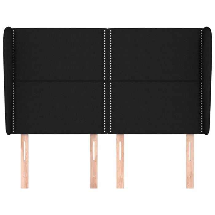 VidaXL Tête de lit avec oreilles Noir 147x23x118-128 cm Tissu3117816