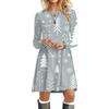 Sweet Cute Christmas Tree Dress Women Snowman Snowflake Print A-Line Dress Autumn Winter Casual Long Sleeve Mini Dresses