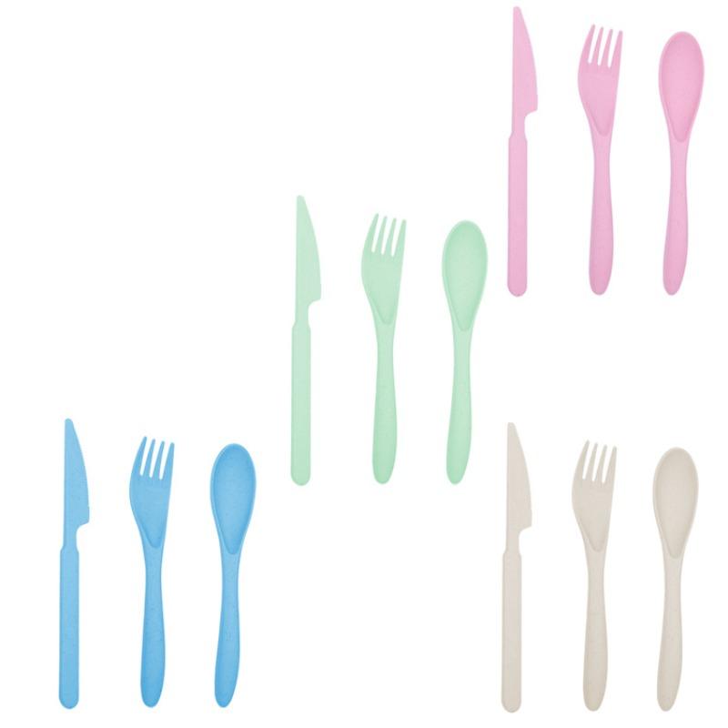 Wheat Straw Knife, Fork and Spoon Portable Three-piece Tableware for Students and Office Workers, Portable Tableware for Traveling and Going Out