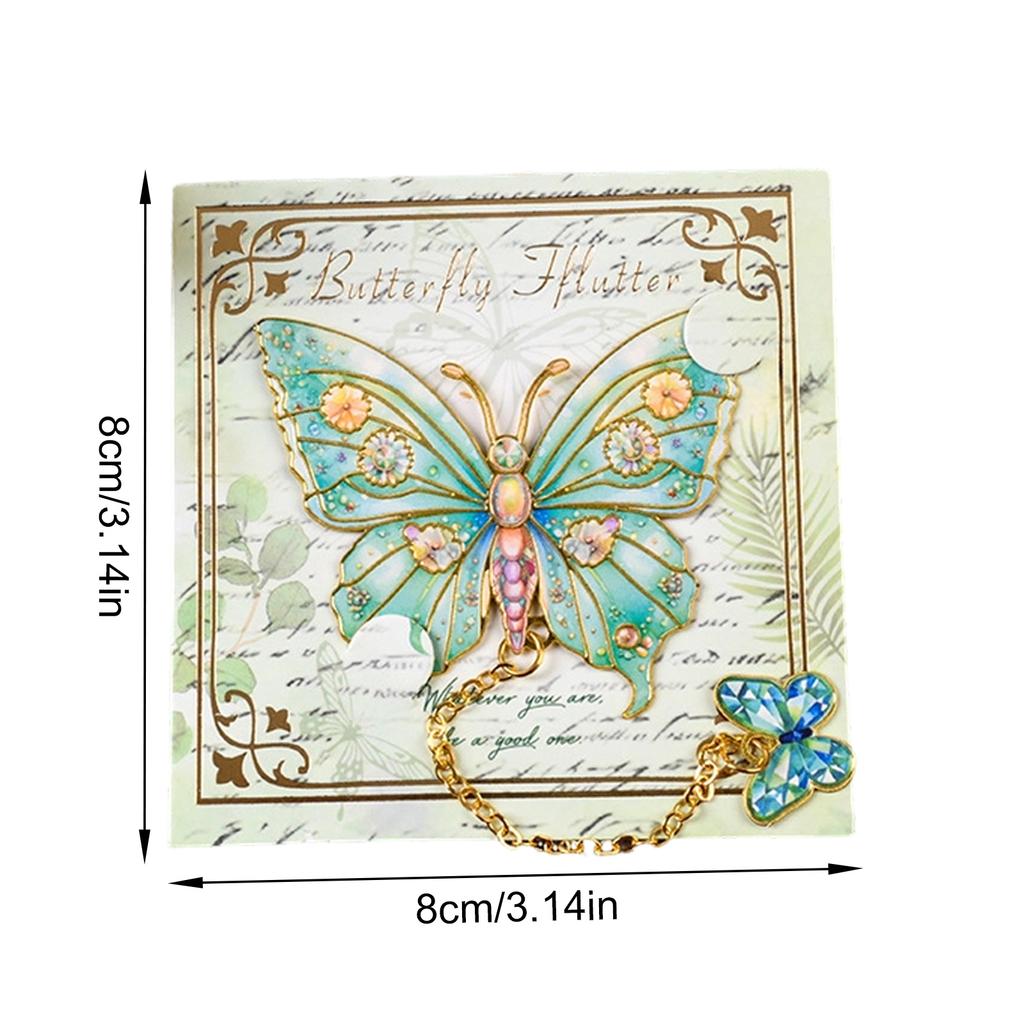 Elegant Butterfly Shape Metal Bookmarks with Chain Pendant Books Page Marker Reading Aid for Book Lover Readers Writers