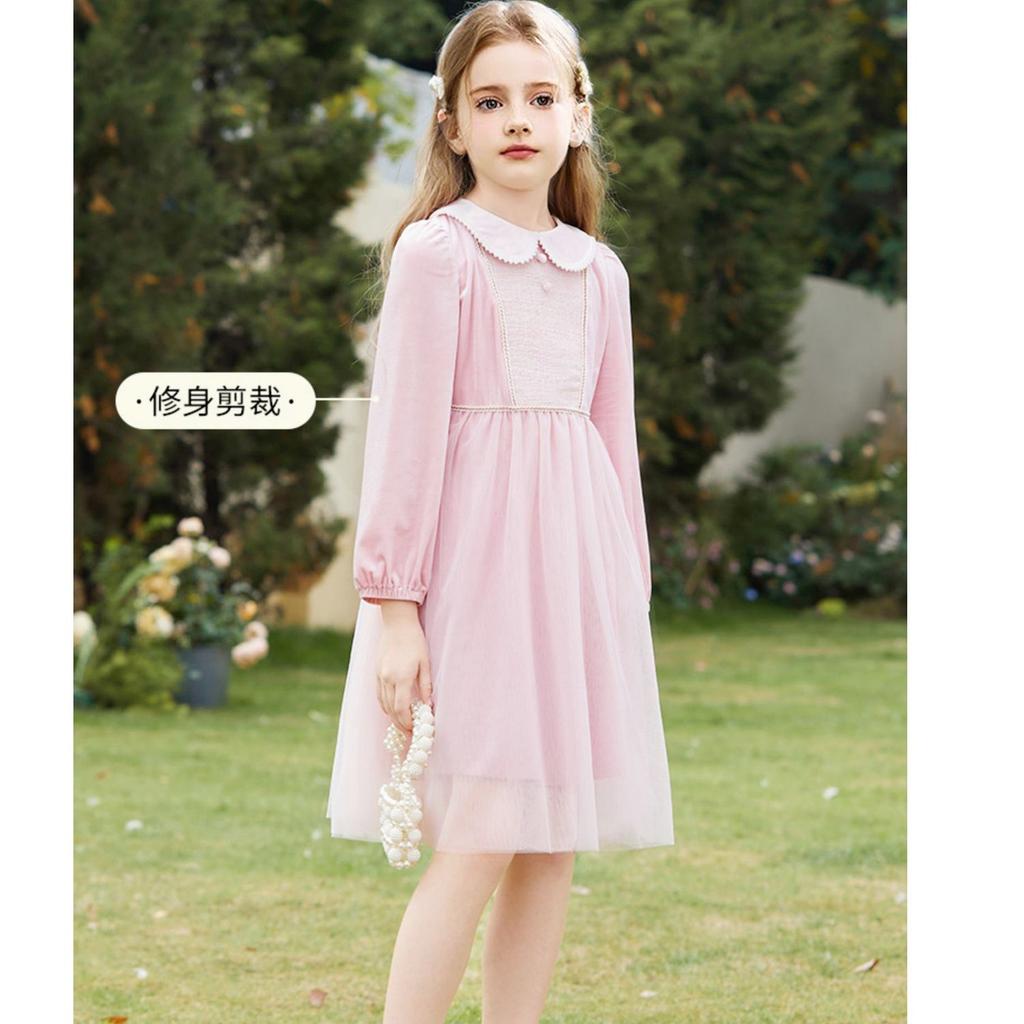 Słodka Różowa Sukienka dla Dziewczynek, Długorękawowa Sukienka Księżniczki dla Dzieci Wiosna i Jesień