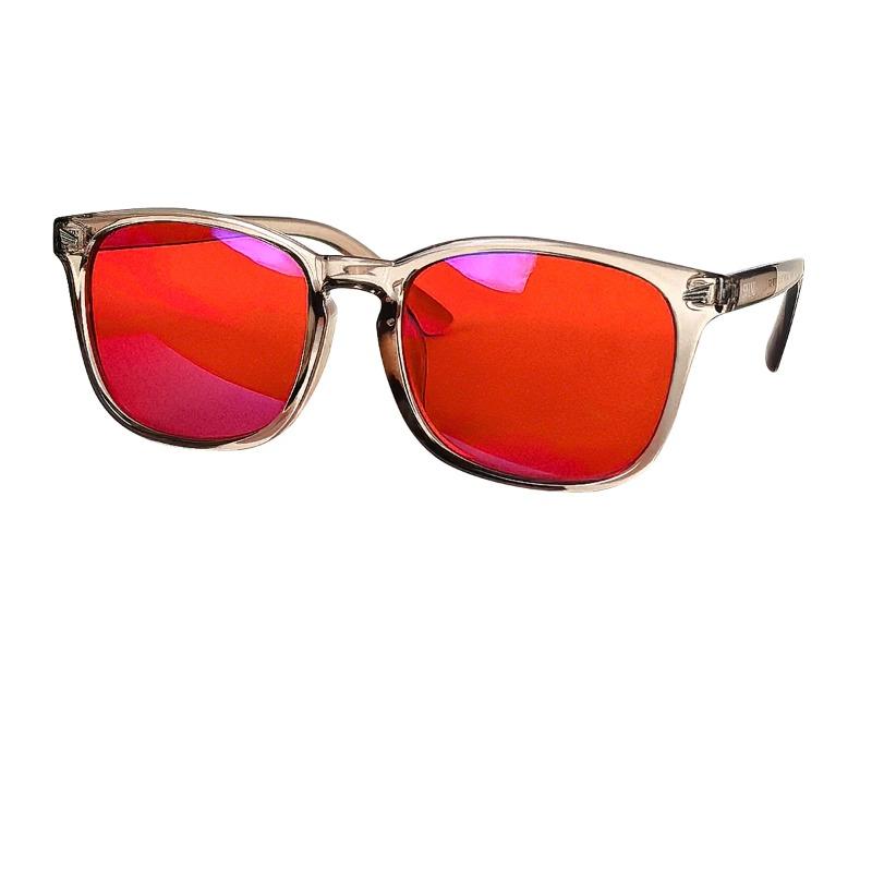 

SHINU Red Lens Sleep Glasses Blue Light Filter Glasses To Sleep Better Nighttime Blue Light Protection Glasses Square TR90 Frame