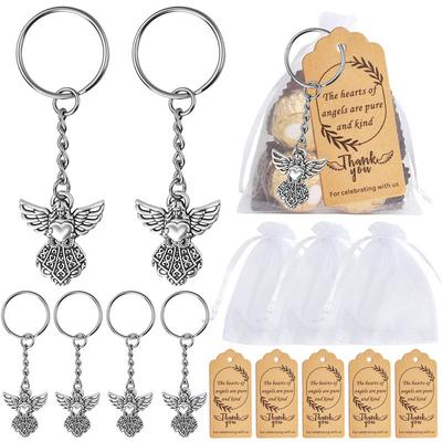 30 Set Engel Schlüsselanhänger Geschenk Bulk Dankeschön Geschenk Taufanhänger Schlüsselanhänger Gastgeschenk Schlüsselring mit Dankesanhänger Organzabeutel