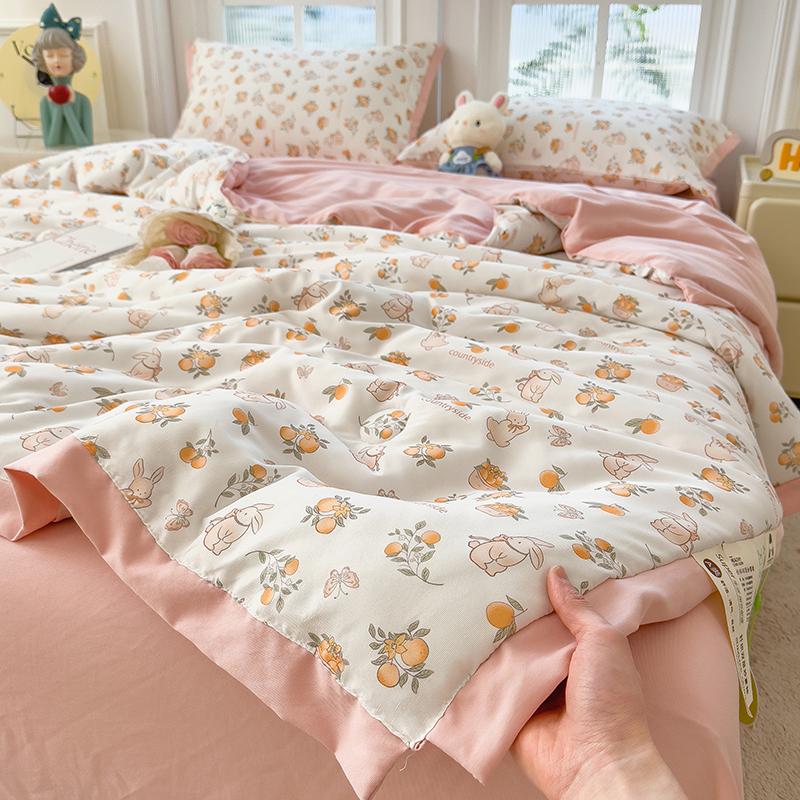 Sleeping Grid Small Fresh Double-layer Yarn Wide Wrapped Cotton Quilt