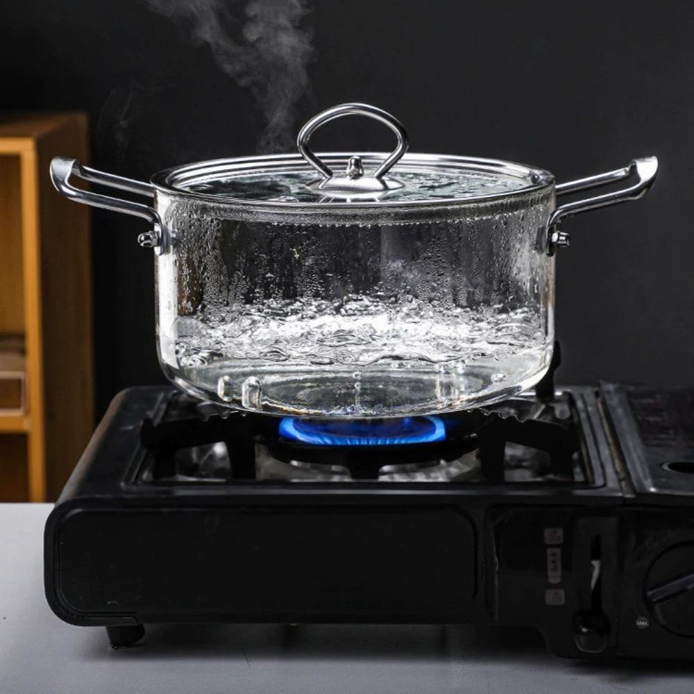 Heat Resistant Clear Cooking Pot Stainless Steel Glass Soup Pot  Kitchen Cooking Tools