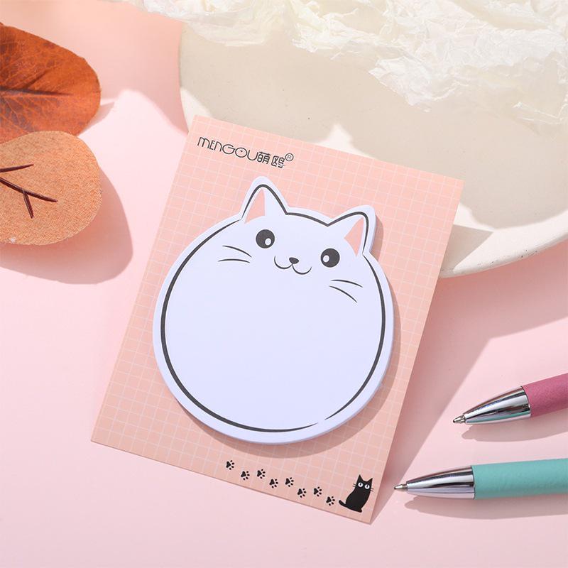 Cross-Border Cat Cartoon Sticky Notes - Cute, Irregular Shape with High Adhesion for Office & Student Supplies 8x8 cm