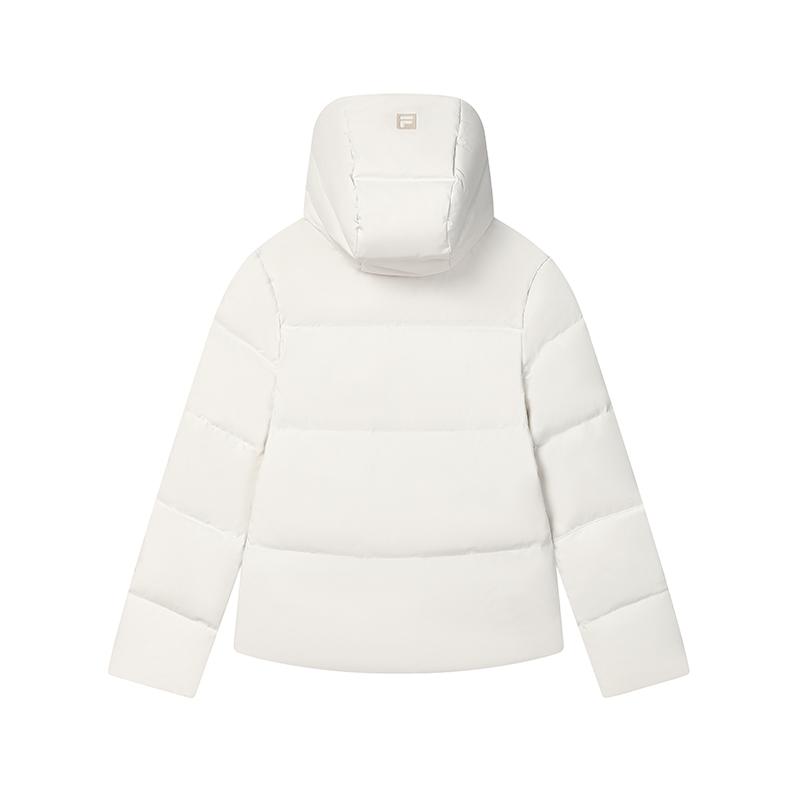 Fila Solid Color Simple Warm Comfortable Casual Hooded Long Sleeve Down Jacket Women Outerwear Vanilla-Gray F51W449902FGY