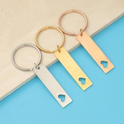 Ανοξείδωτο Ατσάλι Κλειδοθήκη Μακριά Ετικέτα με Κοπή Καρδιάς - Κείμενο/Λογότυπο Χάραξης, Γυαλιστερή, Αντι-Απώλεια.