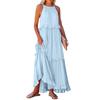 European and American 2025 Summer Ruffle Long Dress - Women's Flowing Holiday Beach Style