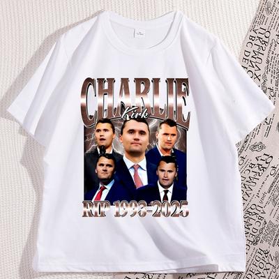 Charlie Kirk Printed Graphic T Shirt Short Sleeve Charlie Kirk RIP 19932025 Tshirt Funny Vintage Tee Mens Designer Clothing