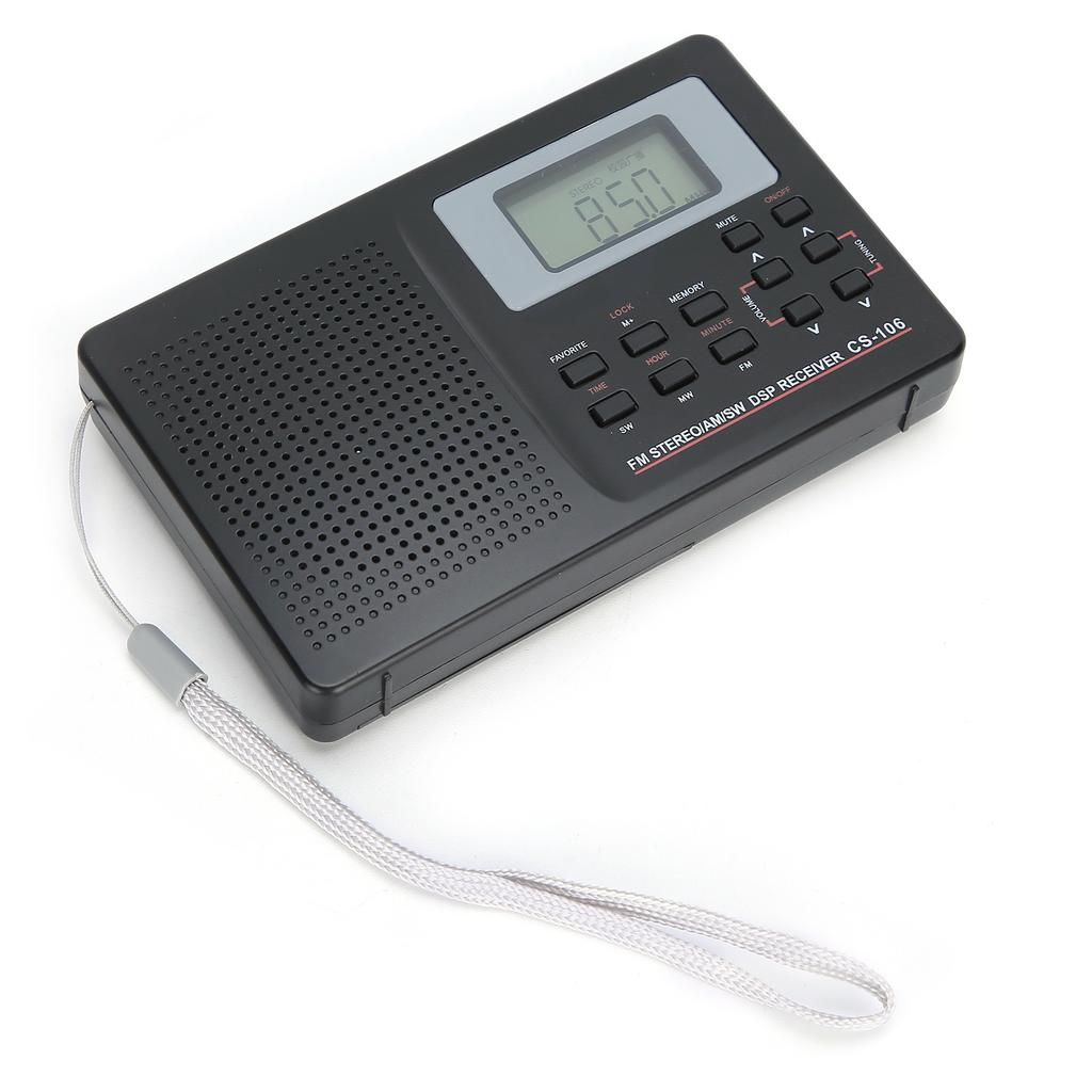 CS‑106 Full Band Radio Mini FM/AM/SW/MW Receiver with Digital Clock Earphone