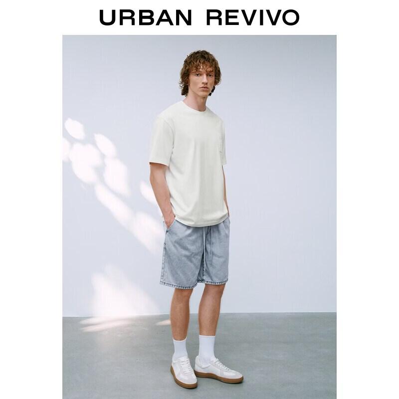 UR2026 Men s Washed Denim Drawstring Shorts 30