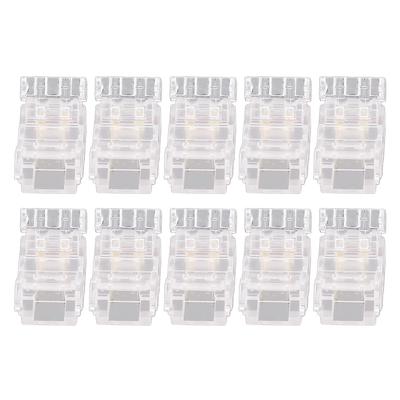 10Pcs COB LED Strip To Wire Connector 2Pin 8mm Transparent Solderless LED Strip Connector for Home