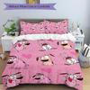 3Pcs Pink Dogs Heart Bedding Set Soft Fabric Duvet Cover Pillowcases Home Christmas Xmas Halloween Gift 1 Duvet Cover 2 Pillowcase N1345