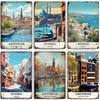 Netherlands Turkey Travel Cityscape Metal Sign Istanbul Bodrum Cappadocia Amsterdam Antalya Bodrum Giethoorn Metal Plaque
