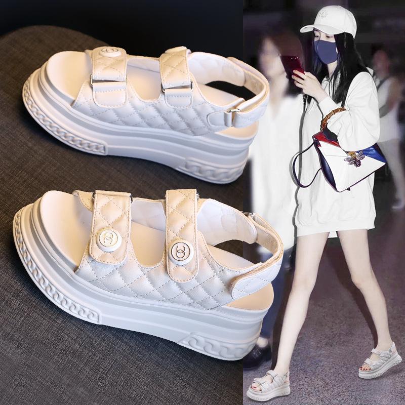 6501 Xiaoxiangfeng Sandals Women's 2025 Summer New Velcro Platform Fashion Sports Casual Beach Shoes 33 Fish Mouth