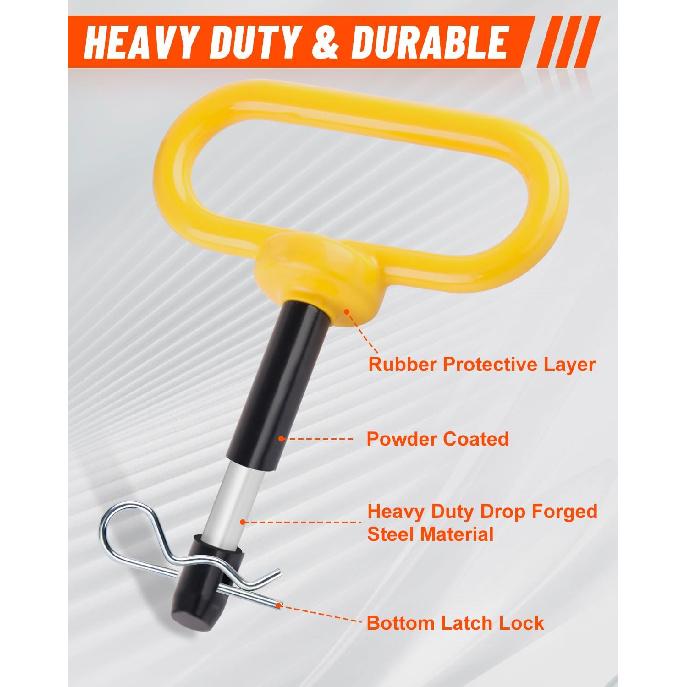 2Pack Hitch Pin, 1/2 X 3 Inch Trailer Hitch Pin With Clip And Rubber-Coated Handle, Strong Heavy Duty Lawn Mower Hitch Pin For Mowers, Tractor Truck,
