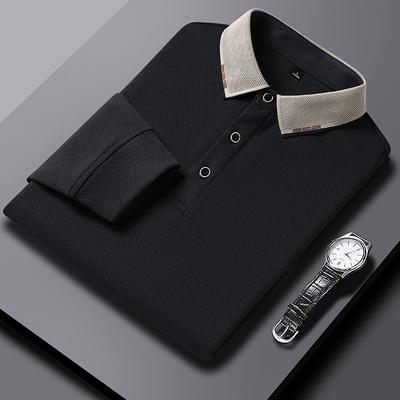 Polo a maniche lunghe da uomo business e tempo libero taglia forte maglietta con risvolto top versatile da uomo autunno e inverno