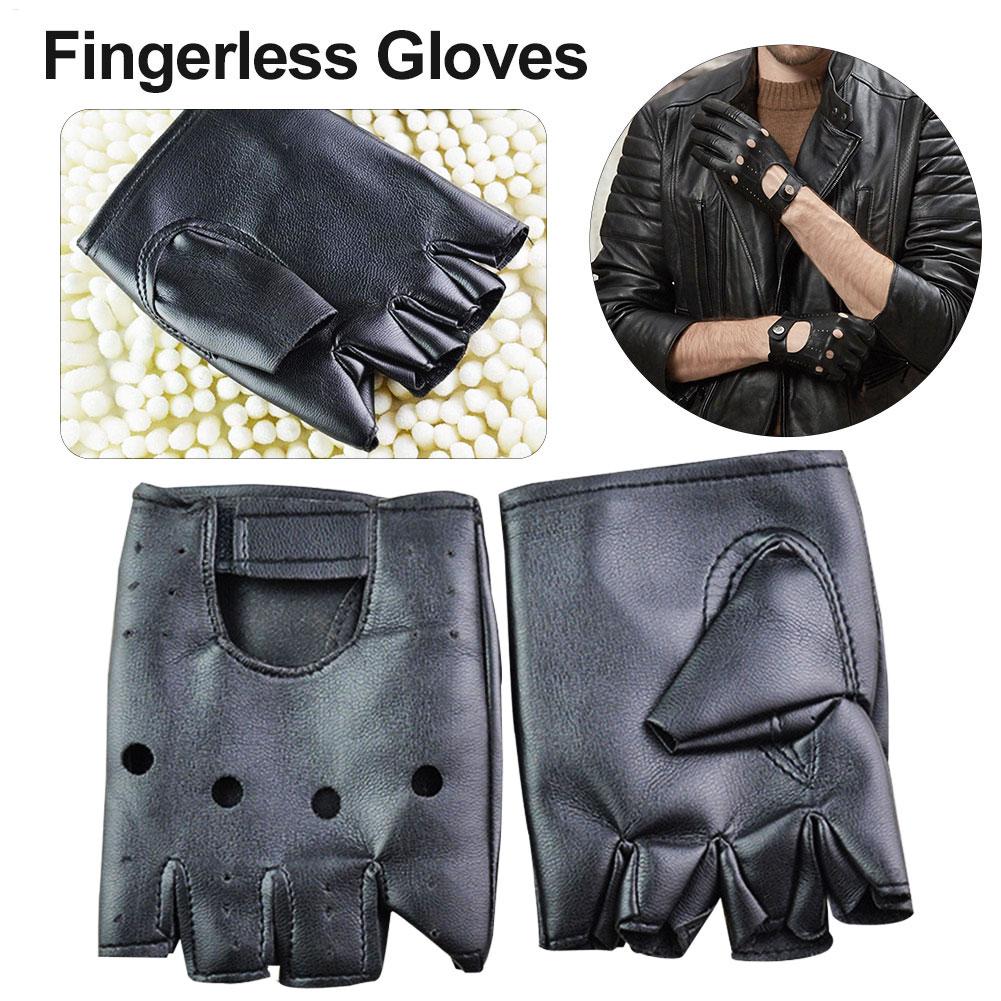 Fingerless Gloves Punk Half Finger Punk Leather Gloves Breathable Unisex Synthetic Leather Polyurethane Black Fingerless Gloves