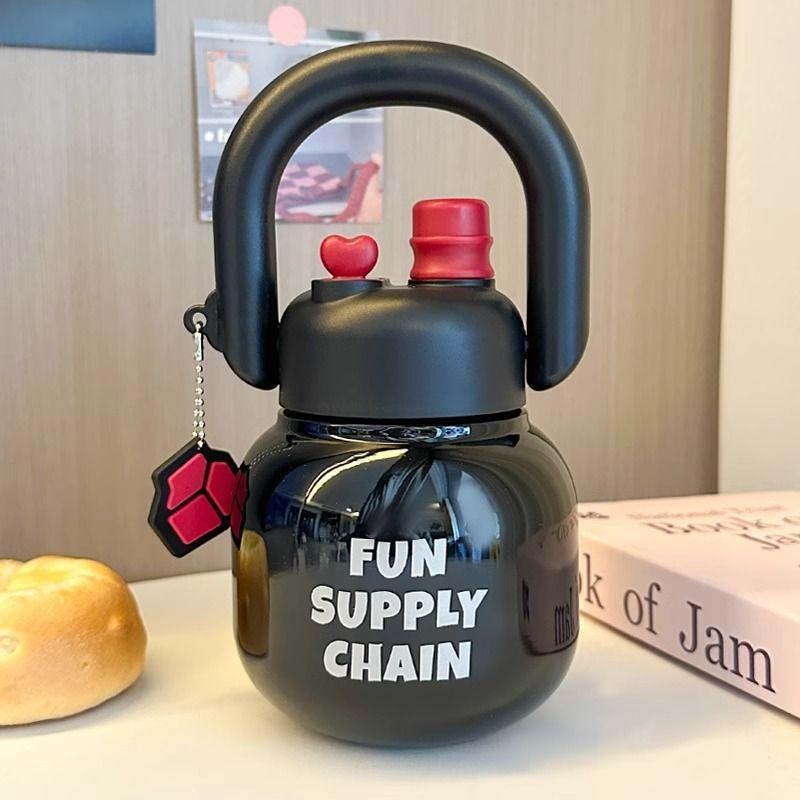 New Double Drink Port Carry Pot 316 Stainless Steel Thermos Cup Portable Large Capacity Straw Big Belly Cup Portable Water Cup