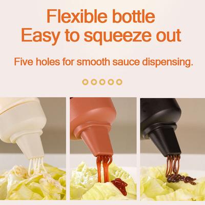 5pcs Squeeze Sauce Bottle Leak Proof Refillable Condiment Container For Salad Ketchup Honey Jam Squeeze Sauce Bottle Kitchen