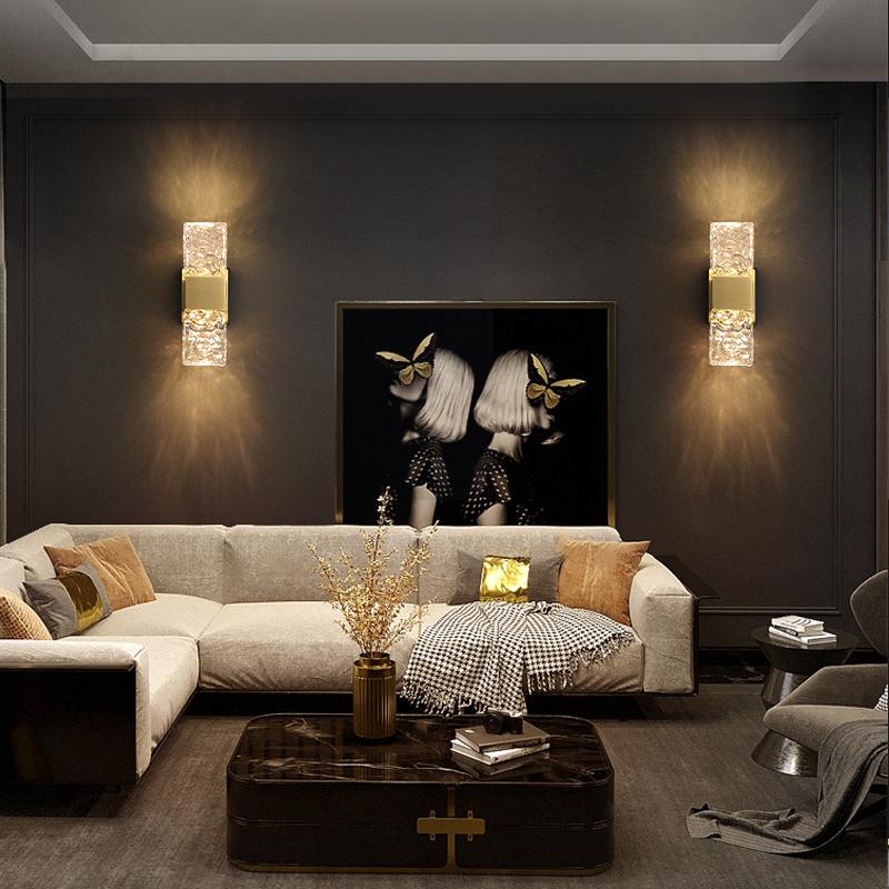 Lehké, luxusní led křišťálové nástěnné svítidlo, noční lampa do ložnice, minimalistická stěna na TV pozadí, chodba, schodiště, lampa do obývacího pokoje