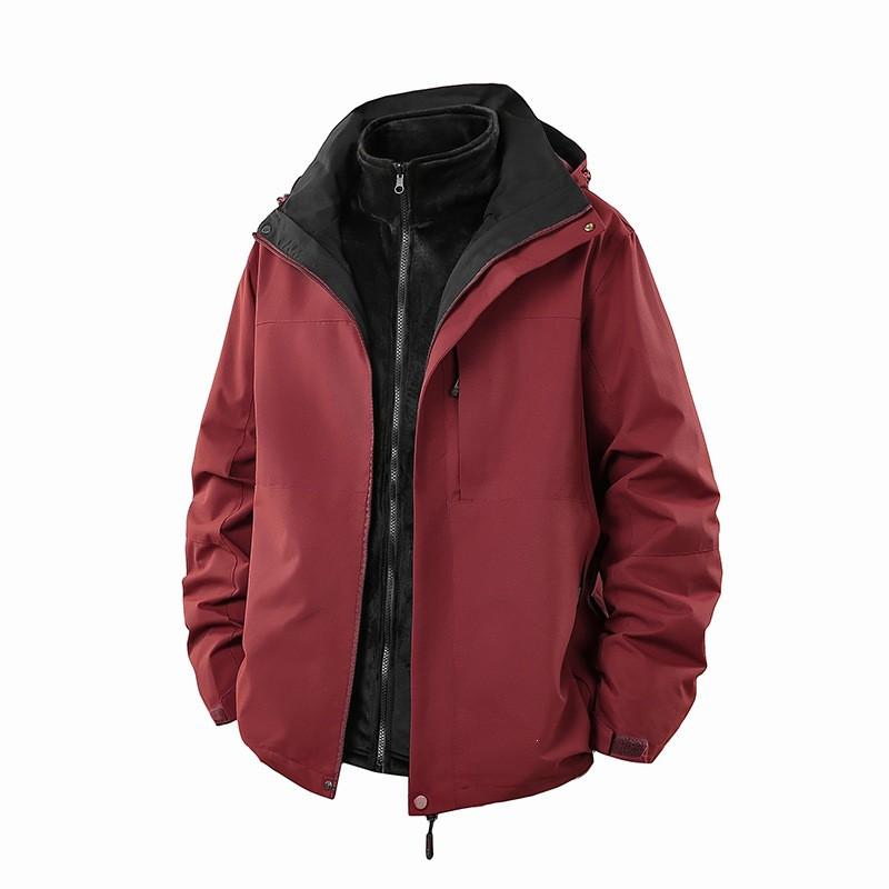 Mens Womens 3-in-1 Detachable Windproof Waterproof Jacket With Removable Fleece Liner