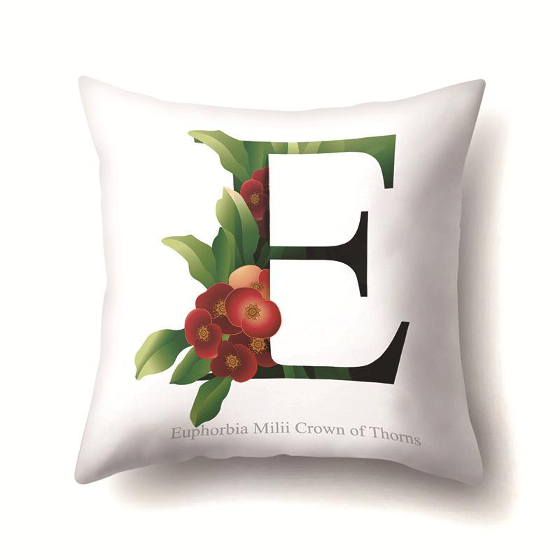 Leaf Sunflower Plant Letter Print Pattern Cushion Cover Home Living Room Sofa Decoration Square Polyester Pillow Pillow Cover