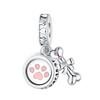 Copper Bone Dog Footprint Plate Bowknot Pendants Charms Fits Genuine Charm Bracelet Women DoItYourself Jewellery Gifts