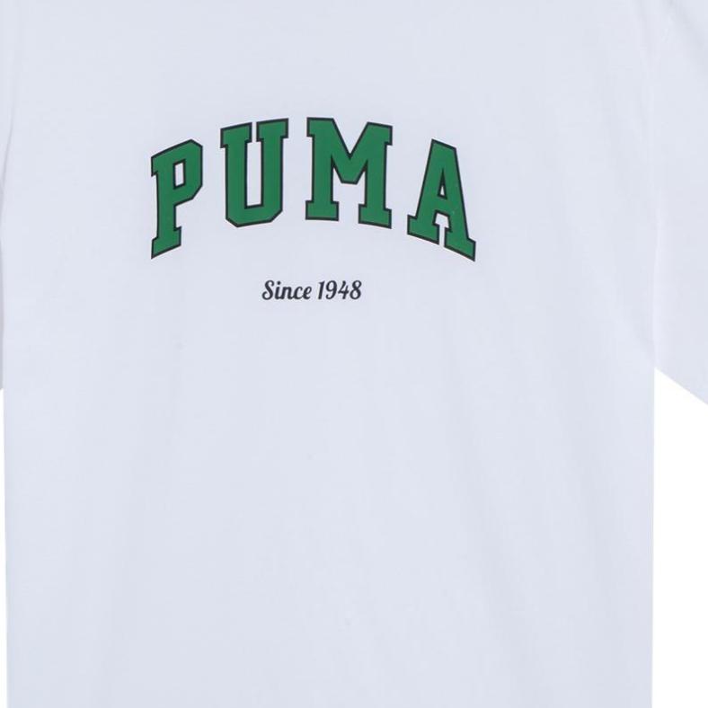 Puma Loose Letter Print Round Neck Pullover Short Sleeve T-Shirt Unisex Tops White 684366-02