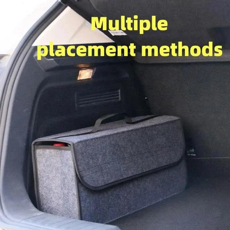 Car Trunk Soft Organizer Felt Storage Box Accessories Large Anti Slip Compartment Boot Storage Organizer Tool Car Storage Bag