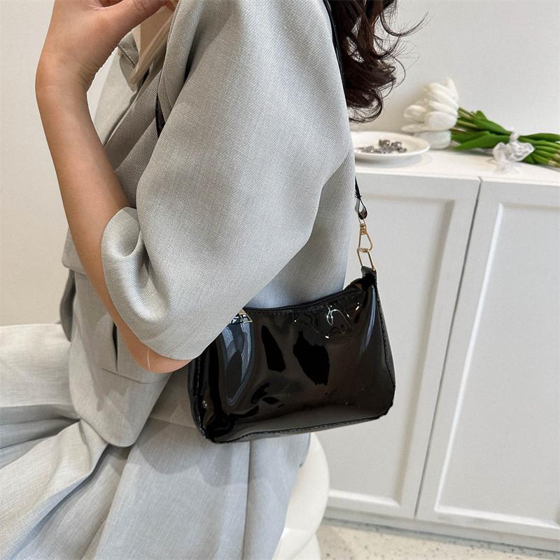 Trendy Street Style Small Pvc Square Shoulder Bag For Women Summer 2023 Fashionable And Simple Underarm Bag With Zipper Closure