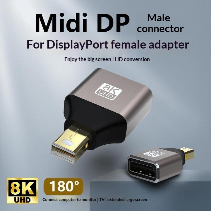 Right Angle DP 1.4 Adapter DisplayPort Male to Female 90 Degree Connector for Home Office PC Laptop Monitor Connection