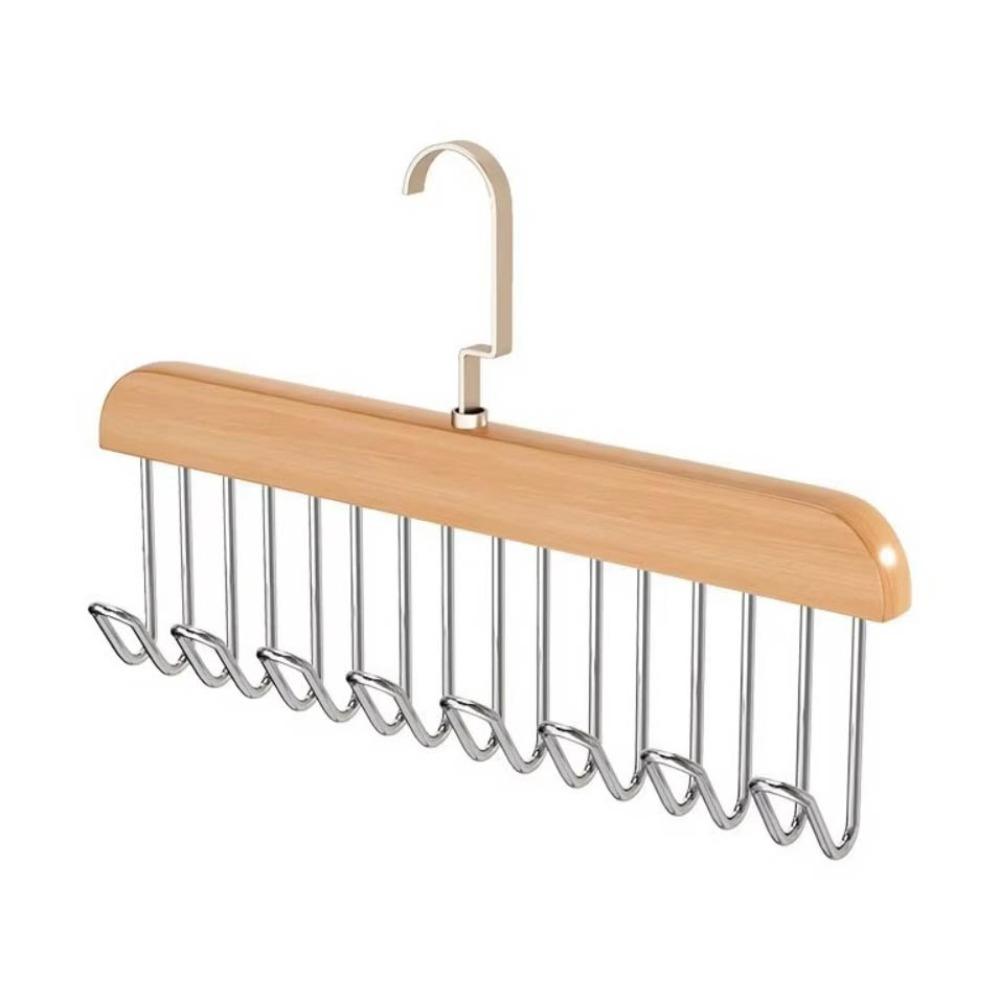 High Quality 8 Hook Hanger Hook Wooden Multifunctional Belt Hanger Durable Bra Hanger for Home and Dormitory Use
