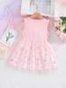2025 Sweet Toddler Girls' A-Line Bowknot Mesh Dress - Sleeveless Cotton