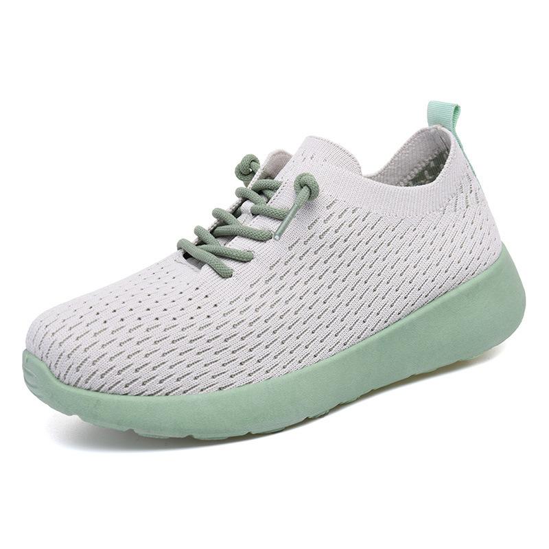Nouvelles chaussures pour femmes en maille respirante et confortable, couleur unie, chaussures de course tendance, semelle souple, chaussures de sport légères