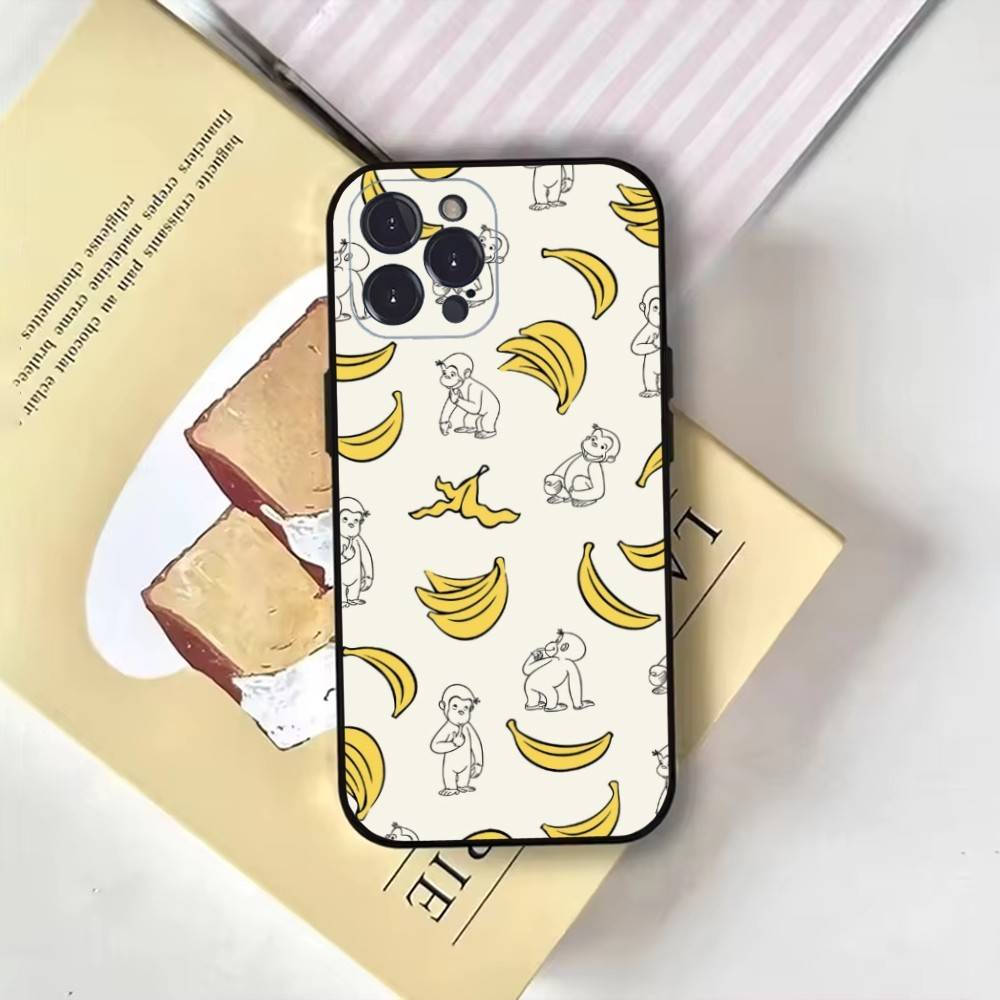 Cute monkey curious george pattern Phone Case For iPhone17,16,15,14,13,12,11 Plus,Pro Max,Soft Black Cover