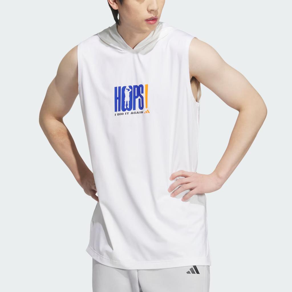 Adidas Basketball Hooded Climacool Loose Comfortable Basketball Vest Unisex Tops White JZ7472