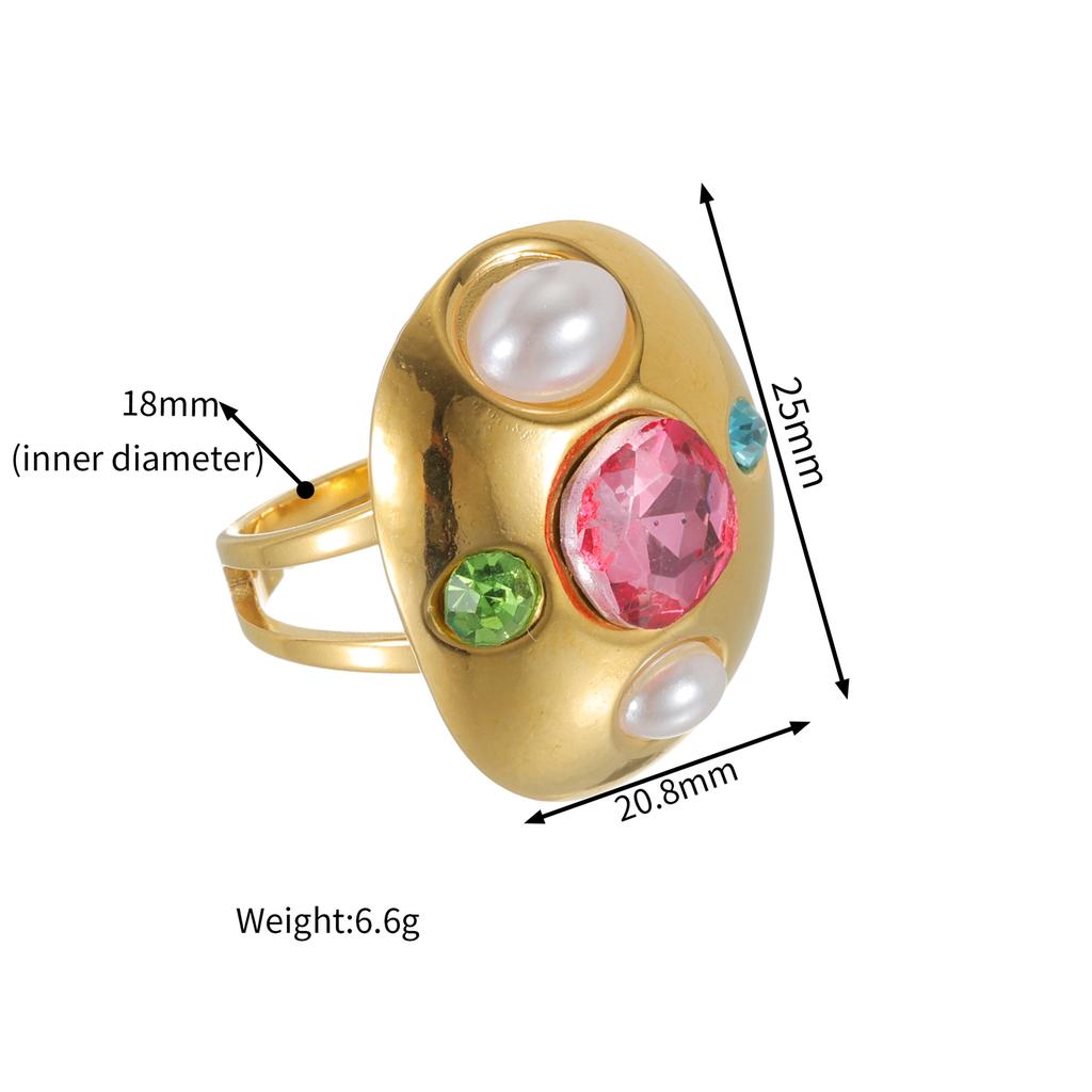 Edelstahl Vintage Zirkon Ringe für Frauen Verstellbar Retro Glänzender Stein Offener Ring Wasserdicht Weihnachts Schmuck Geschenk