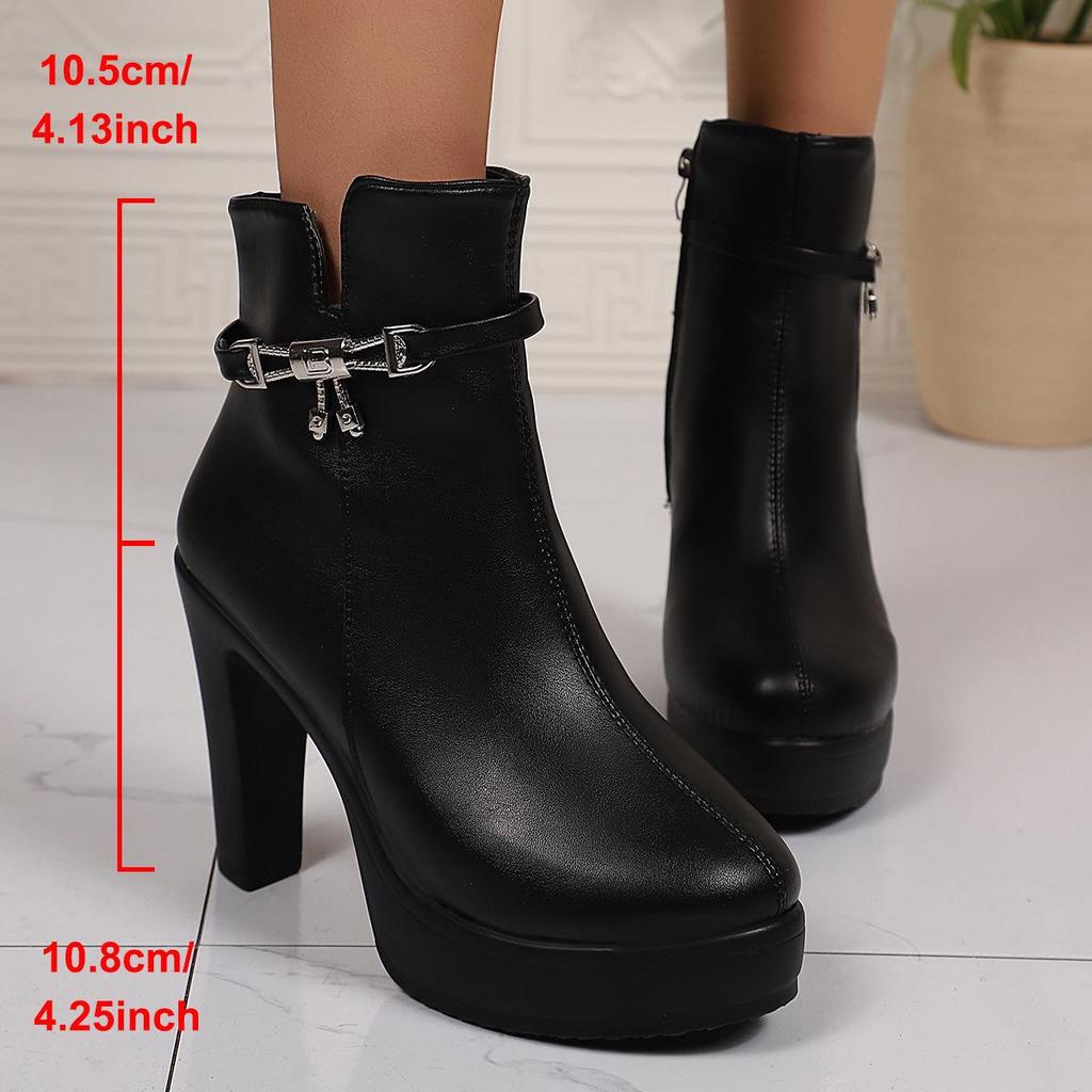 Plus Size Rhinestone Stiletto Martin Boots - European & American Style for Autumn/Winter